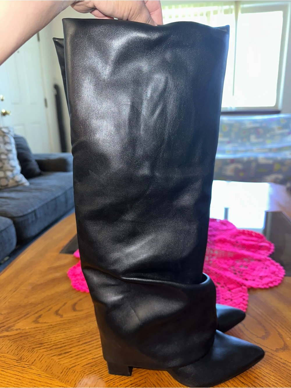 Guess Boots- Women's Geima Tall Wide-Calf Slouchy Fold Over Block Heel Boots
